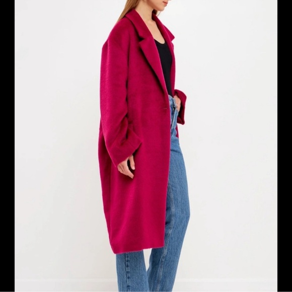 Endless Rose Single Button Oversized Fushsia Over Coat Womens M/L NWT - Picture 2 of 13
